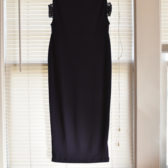 Asos Black/Navy Blue Midi Dress - Picture 4 of 5